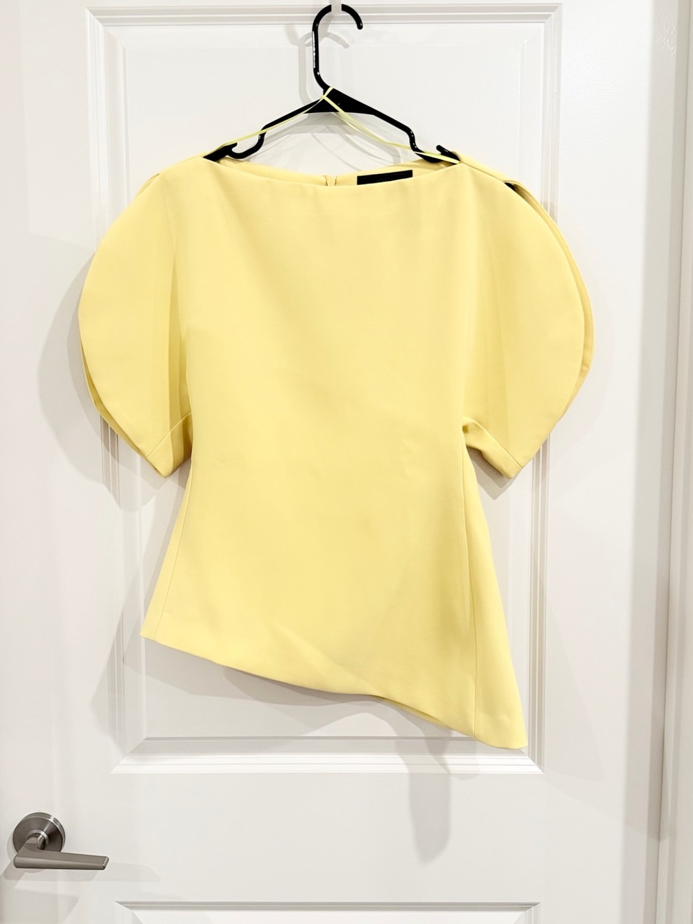 Zara Pale Yellow Sculpted Puff Sleeve Top - Picture 8 of 8